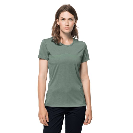 CROSSTRAIL GRAPHIC T W - hedge green M - Women\'s functional shirt – JACK  WOLFSKIN