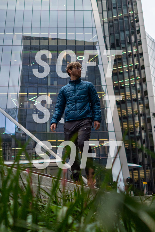 Man walks through the city