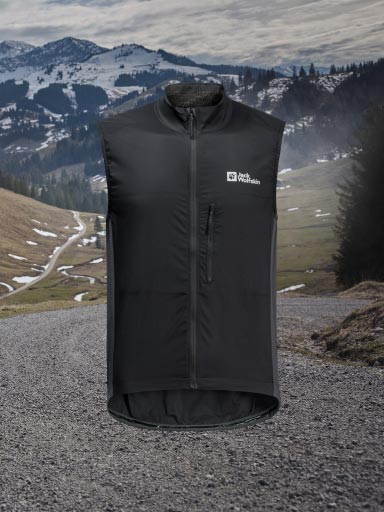 Woman’s outdoor gilet with the countryside in the background